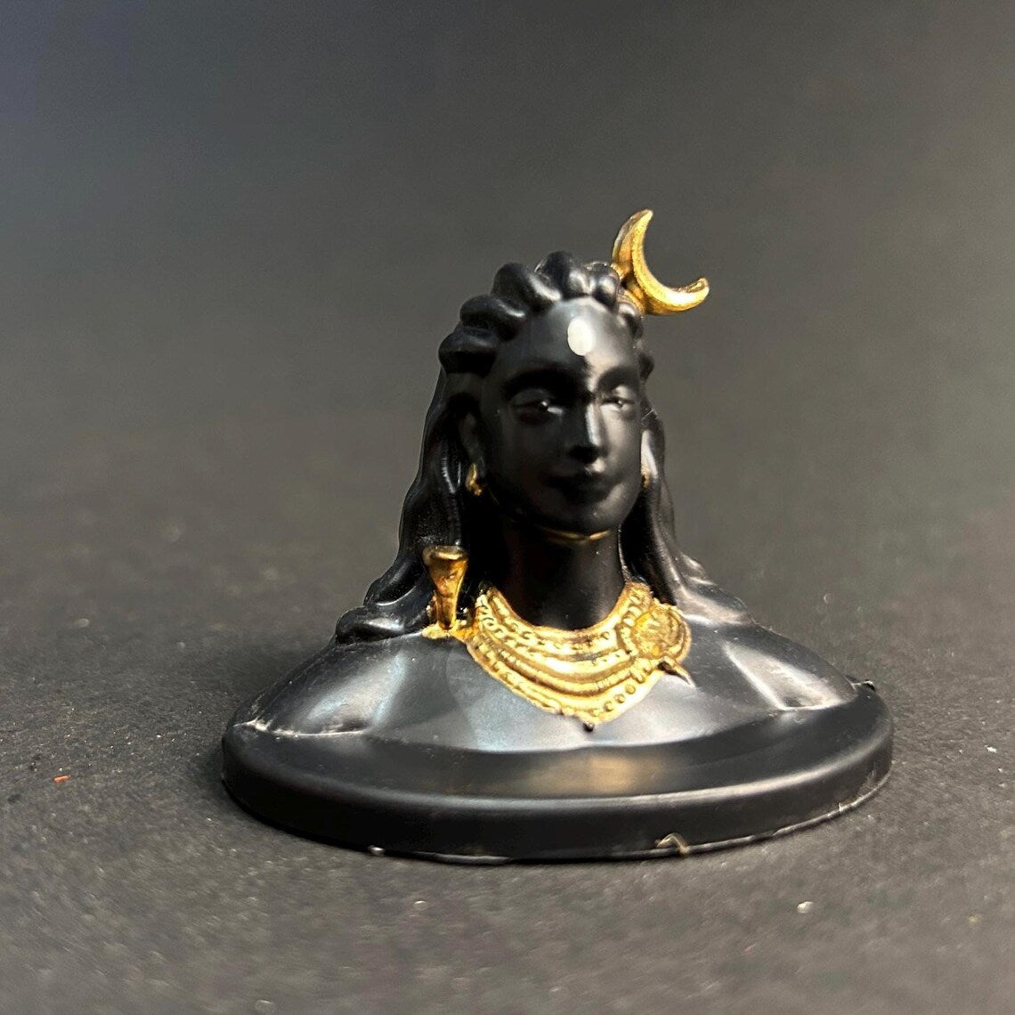 Premium Matte Black Adiyogi Lord Shiva Idol with Gold Accents | Miniature Mahadev Murti for Car Dashboard, Office Desk & Home Decor - 21131