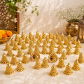 Plastic Jingle Bells Set of 50 Large Gold Hanging Christmas Tree Ornaments DIY Craft Holiday Decorations - 21071