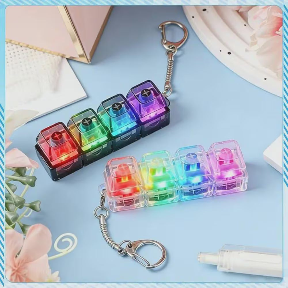4-Key Keyboard Clicks Toy Keycap Tester with LED Lights Keyboard Clicks for Stress Relief and Focusing {Multicolor} - 20559