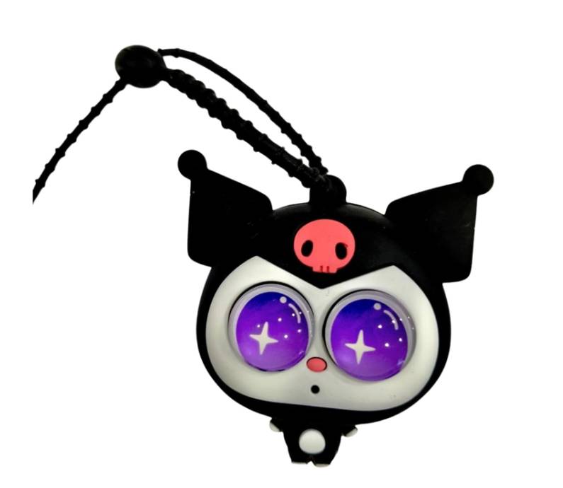 Sanrio Kuromi eye-popping squeeze fidget toy keychain isolated on a clean white background. - 21267