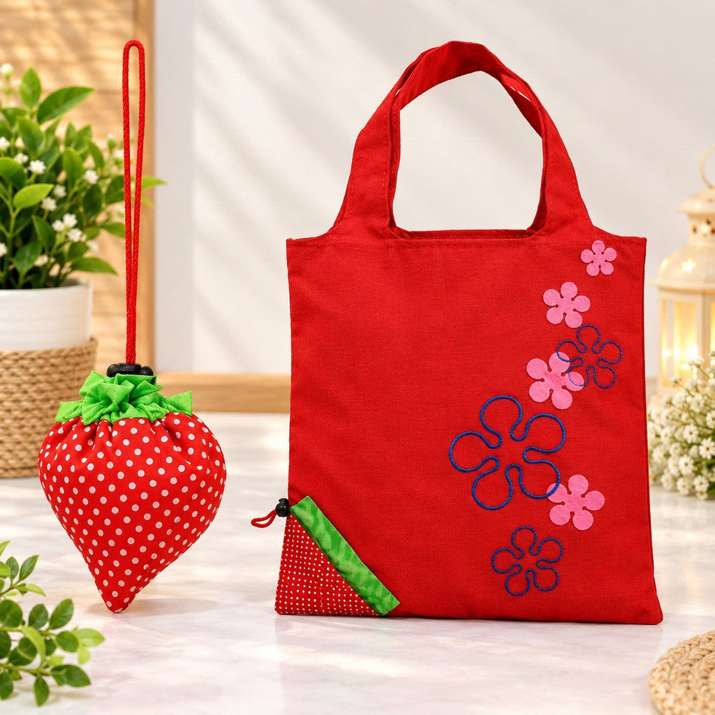 Price : ₹35 Beautiful Strawberry Eco-Friendly Nylon-Folding Shopping Bag - 21283