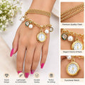 Stylish  pearl bracelet style watch with for Girls - 21243