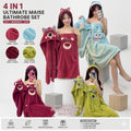 [PACK OF 4]  Fleece Bathrobe & Towel Wrap Set 4 - 21199