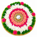 Giant Rangoli Mat, , Handworked Bunti, Vibrant Colours, MDF, Re-usable and Portable, Alternatively Used as Puja Thaali - 21369