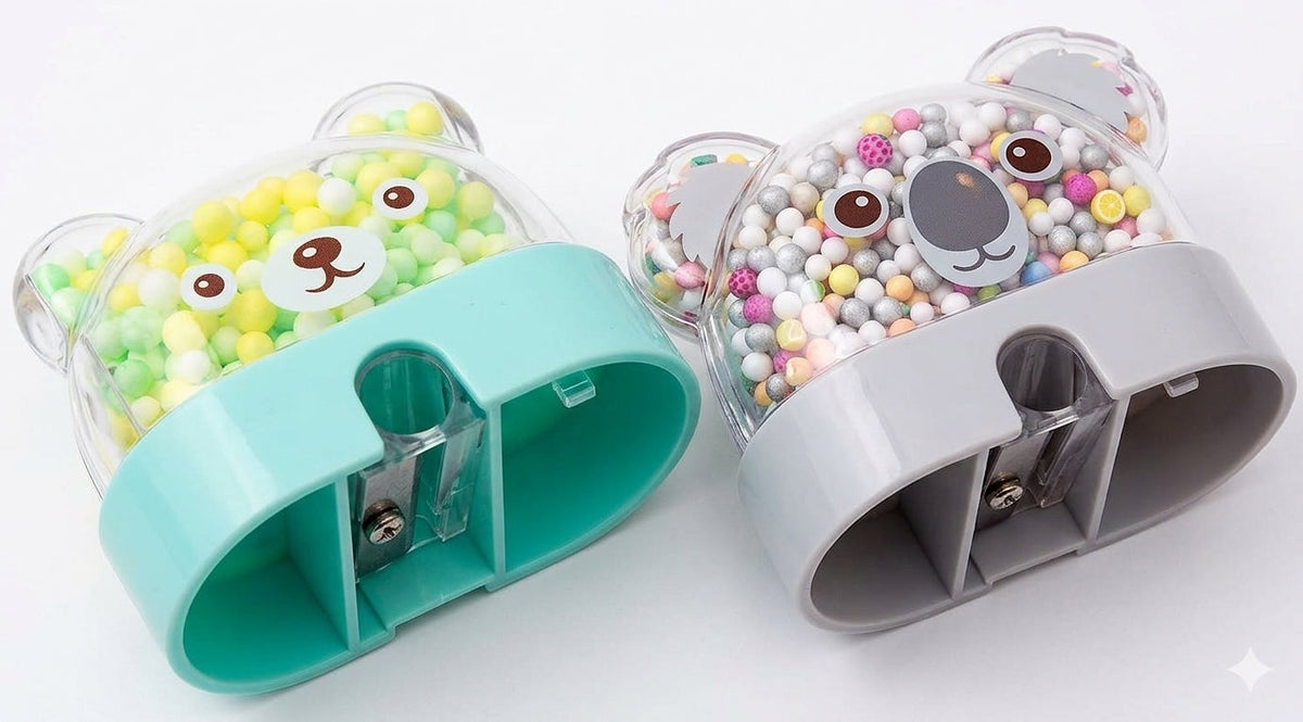 Teddy Bear Pencil Sharpener with Dust Collector Stationary Items for Kids - 21169