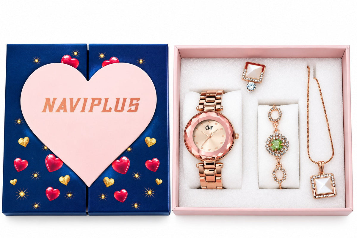 Rose Gold Elegant Jewellery Set – Watch, Earrings & Pendant - 21275