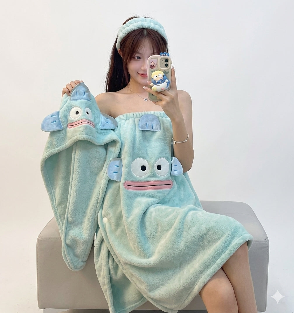 [PACK OF 4]  Fleece Bathrobe & Towel Wrap Set 4 - 21199
