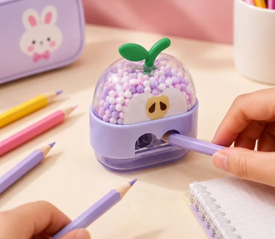 sharpener Multicolour  Cute Pencil Sharpener in Green, Pink, White & Pastel Red - 21170