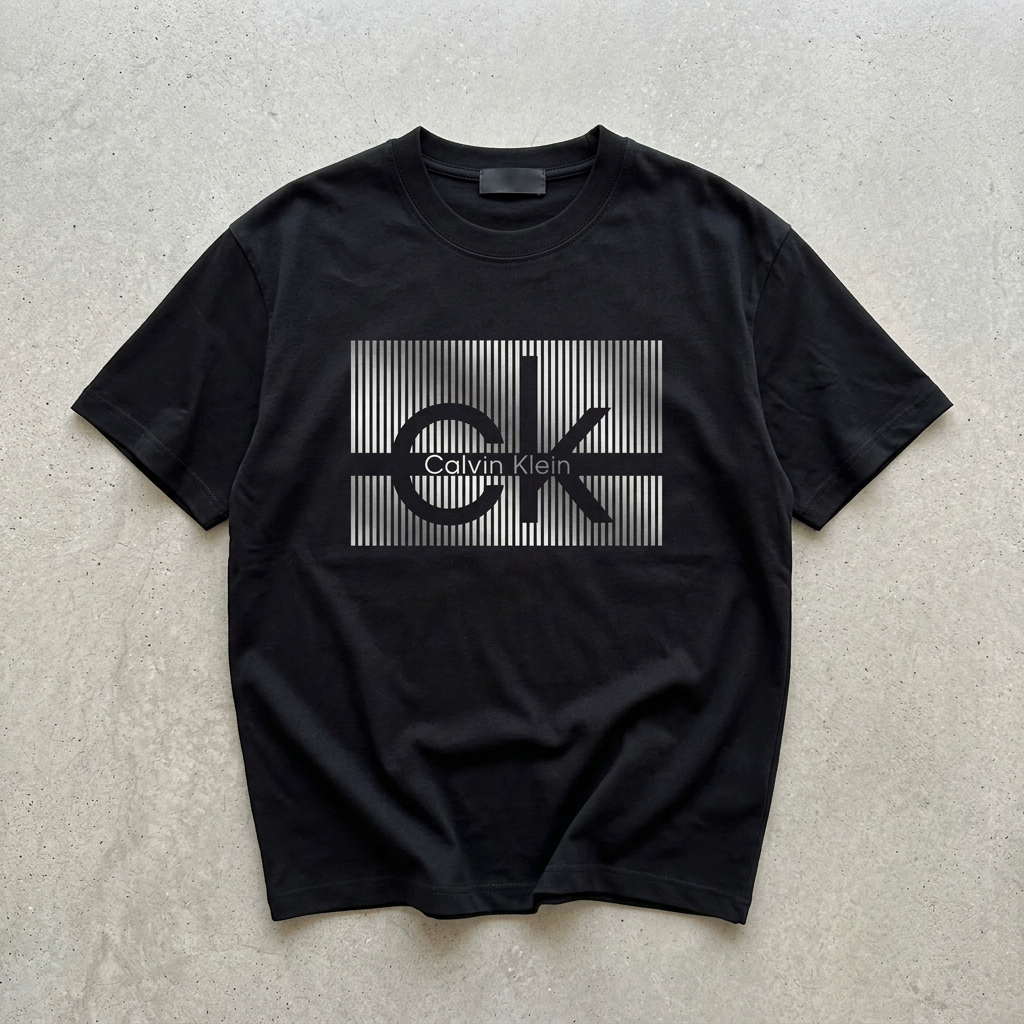 AI-generated front flat lay of the black graphic T-shirt