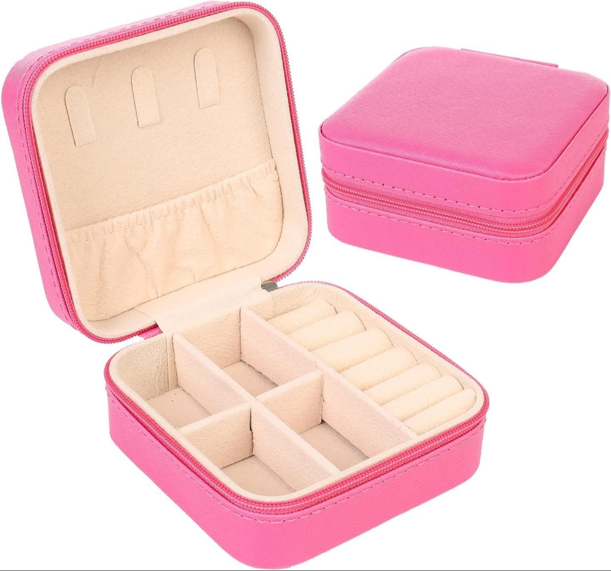 Travel Jewelry Case, Small Jewelry Box Portable Jewelry Travel Organizer Display Storage Case for Rings Earring Necklace Bracelet, Gift for Women {Multicolor} - 1824