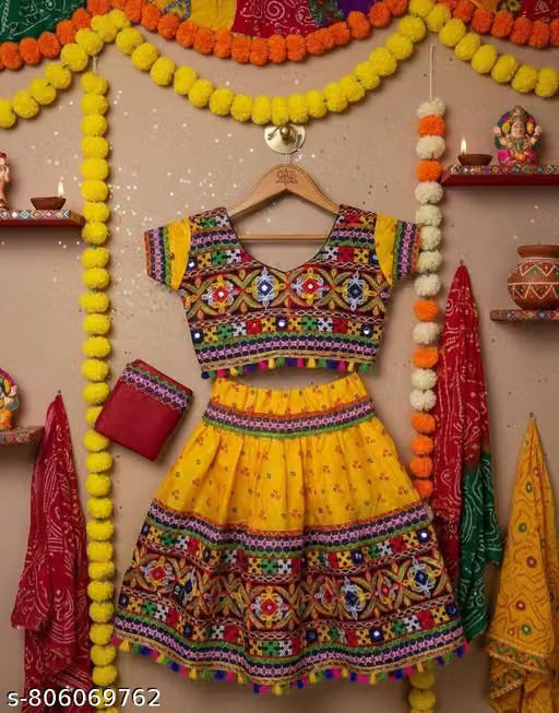 (0-3 Years) Kids Traditional Embroidered Chaniya Choli Set with Dupatta - 21063