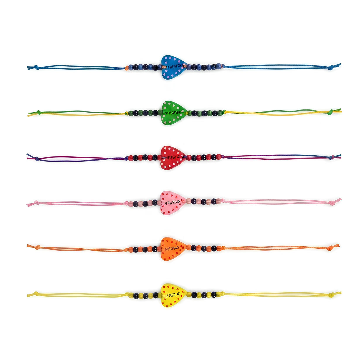 {Pack of 12} Colorful Wooden Friendship Bands for Your Friends Multicolor - 20843