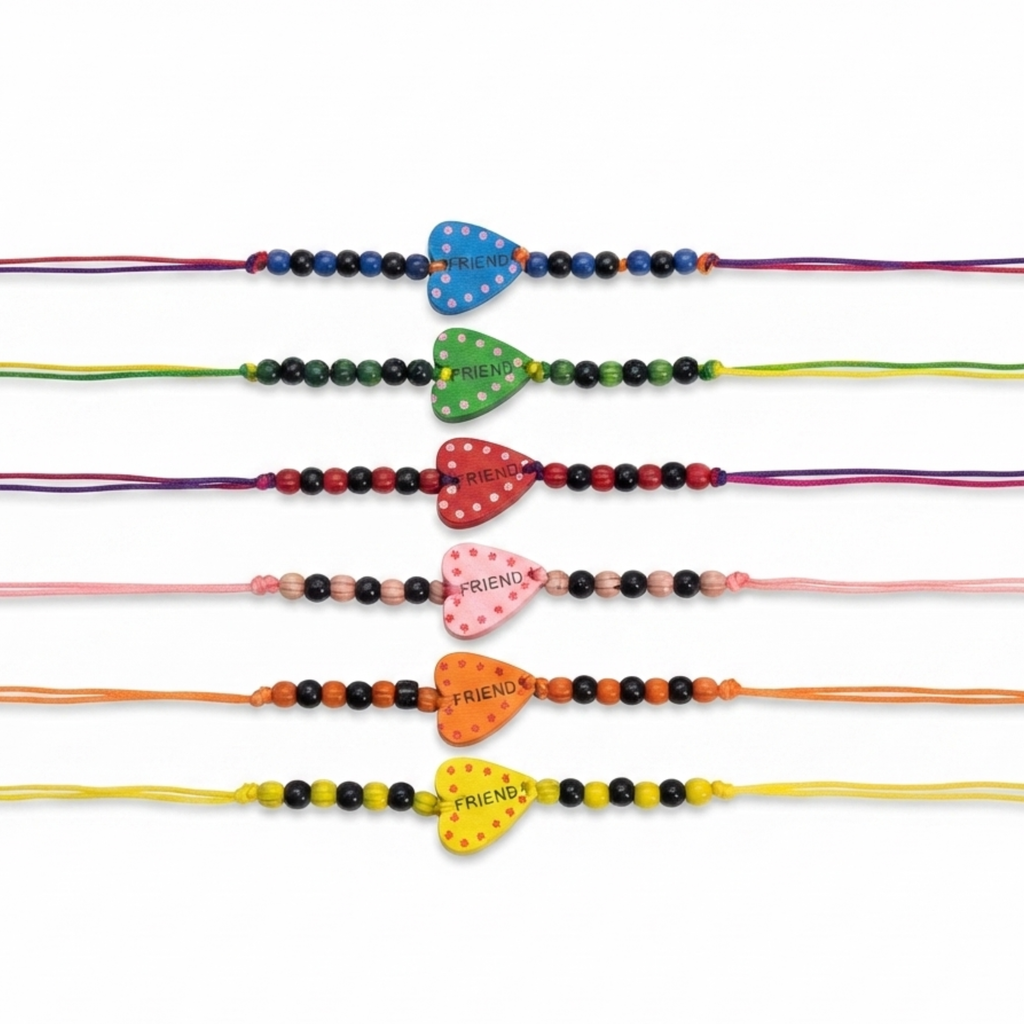 {Pack of 12} Colorful Wooden Friendship Bands for Your Friends Multicolor - 20843