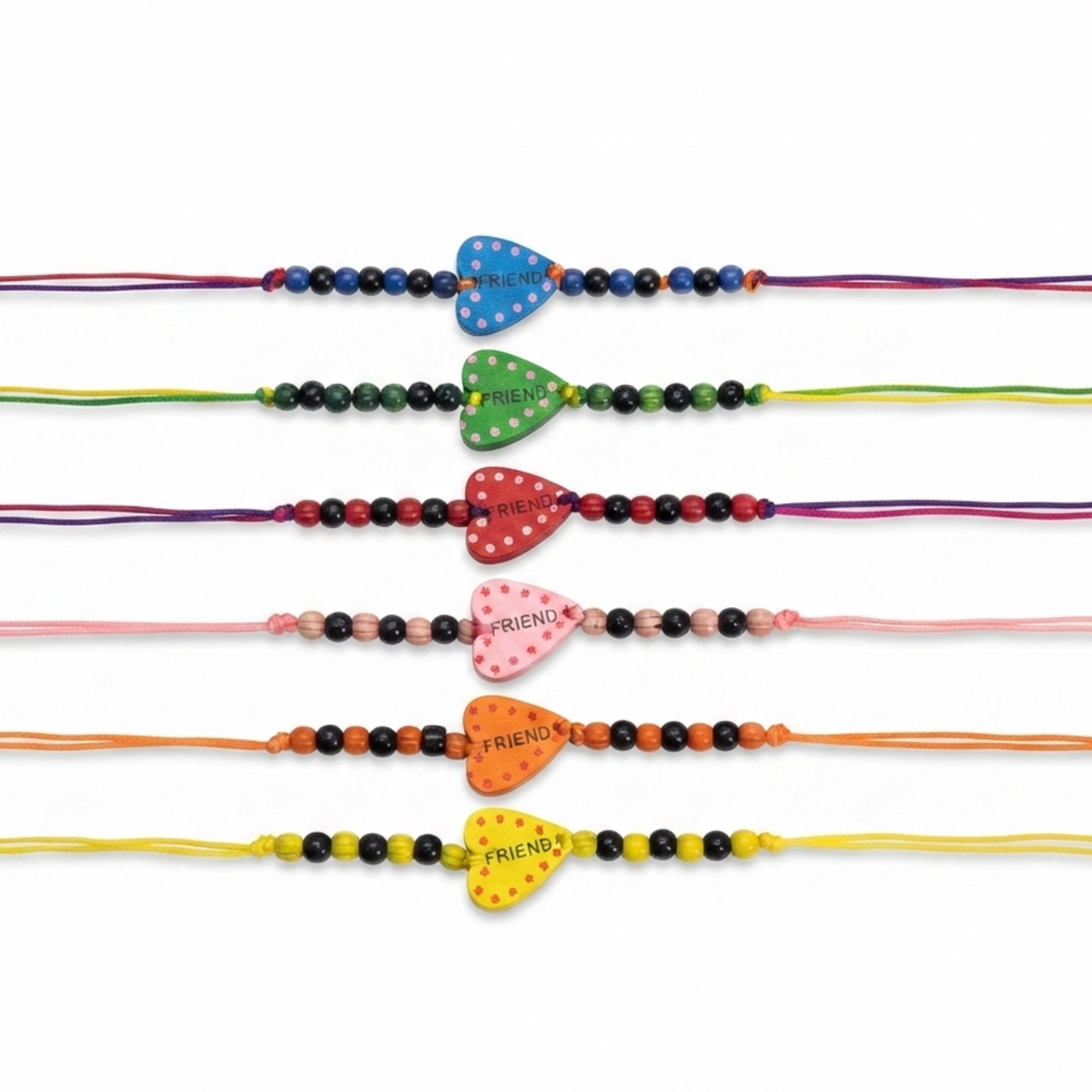 {Pack of 12} Colorful Wooden Friendship Bands for Your Friends Multicolor - 20843