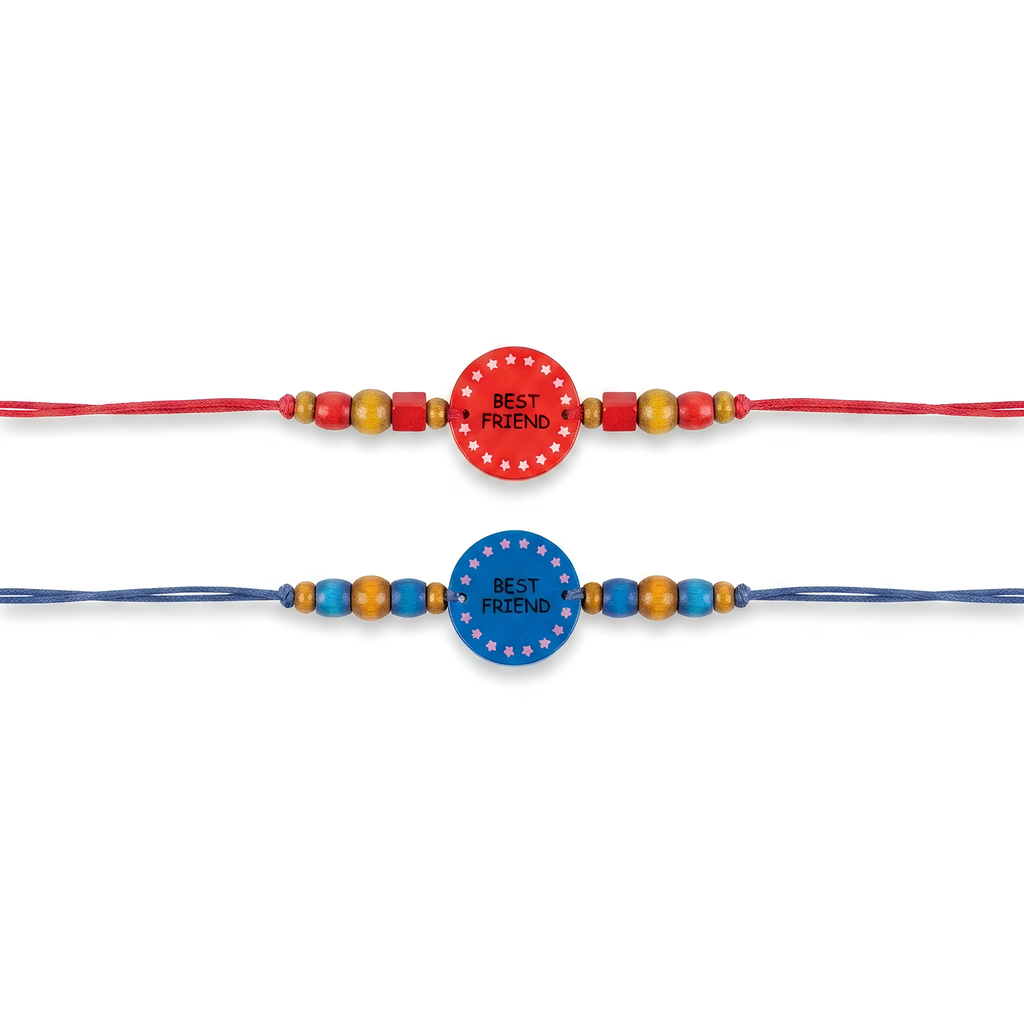 {Pack of 12} Multi Color Printed Wood Friendship Belt/Friendship Band/Bracelet -Friendship Day - 20842