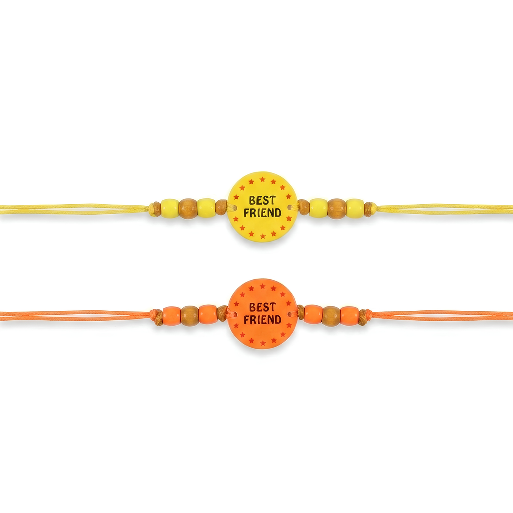{Pack of 12} Multi Color Printed Wood Friendship Belt/Friendship Band/Bracelet -Friendship Day - 20842