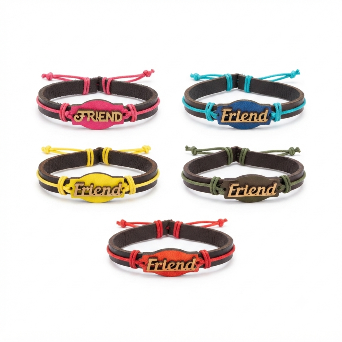 {Pack of 12} Adjustable Friendship Leather Bracelet for Boys & Girls | Handmade Unisex Wrist Band | Multicolor Rope Bracelet | Best Friend Gift - 20858