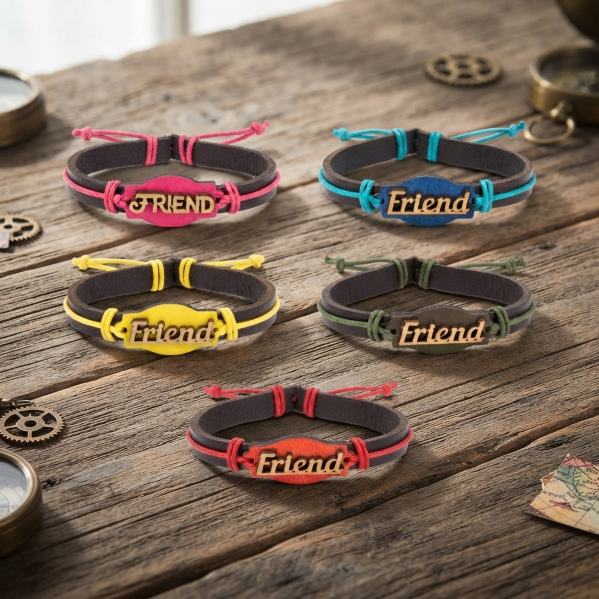 {Pack of 12} Adjustable Friendship Leather Bracelet for Boys & Girls | Handmade Unisex Wrist Band | Multicolor Rope Bracelet | Best Friend Gift - 20858