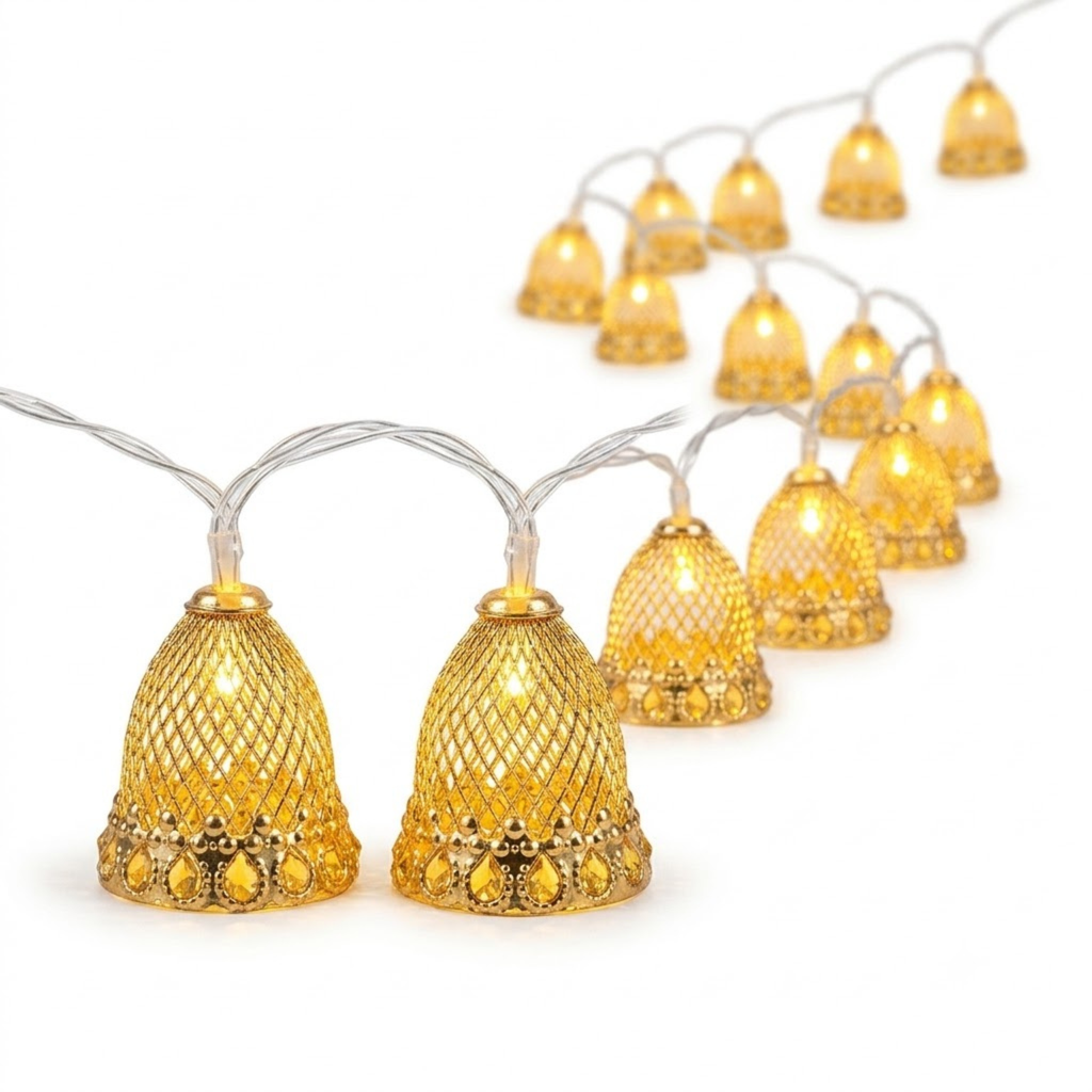 Metal Bell in String Light {Golden } - 21108