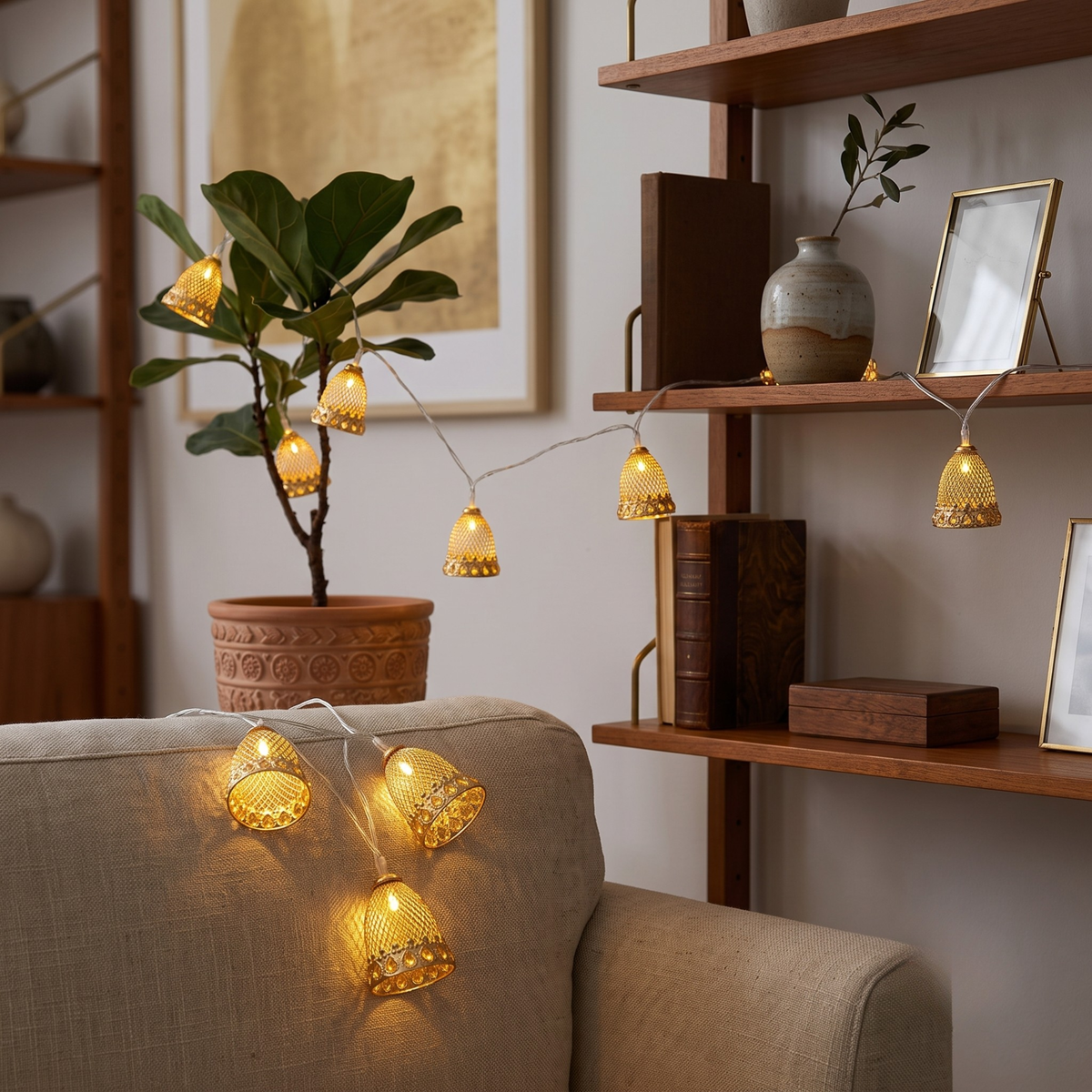 Metal Bell in String Light {Golden } - 21108