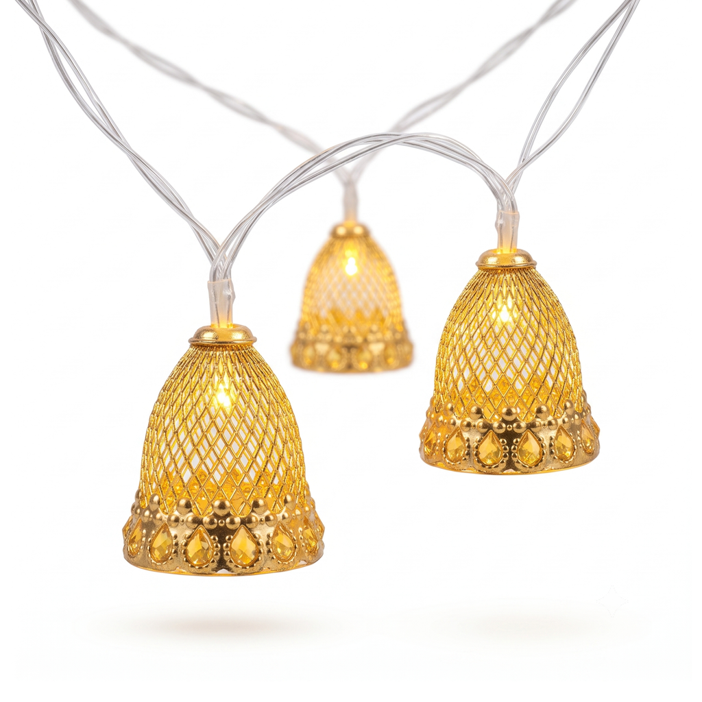 Metal Bell in String Light {Golden } - 21108