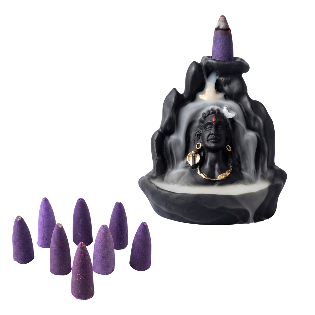 Lord Adiyogi Shiva Statue with Incense Folder, Mahadev Murti for Mandir, Home/Office Decor with Free 10 Incense Cones