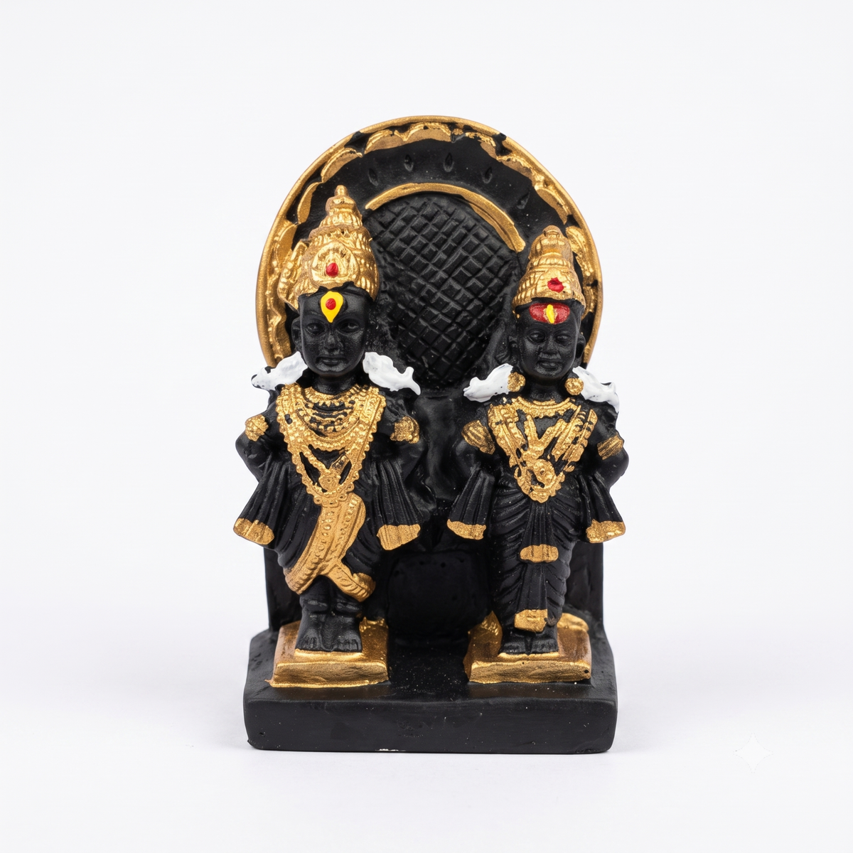 lack Resin Vitthal Rukmini Idol with Decorative Arch | Premium Finish Hindu God Statue for Home Temple, Office & Gifting | Handcrafted Showpiece {size-9.5cm} - 21134