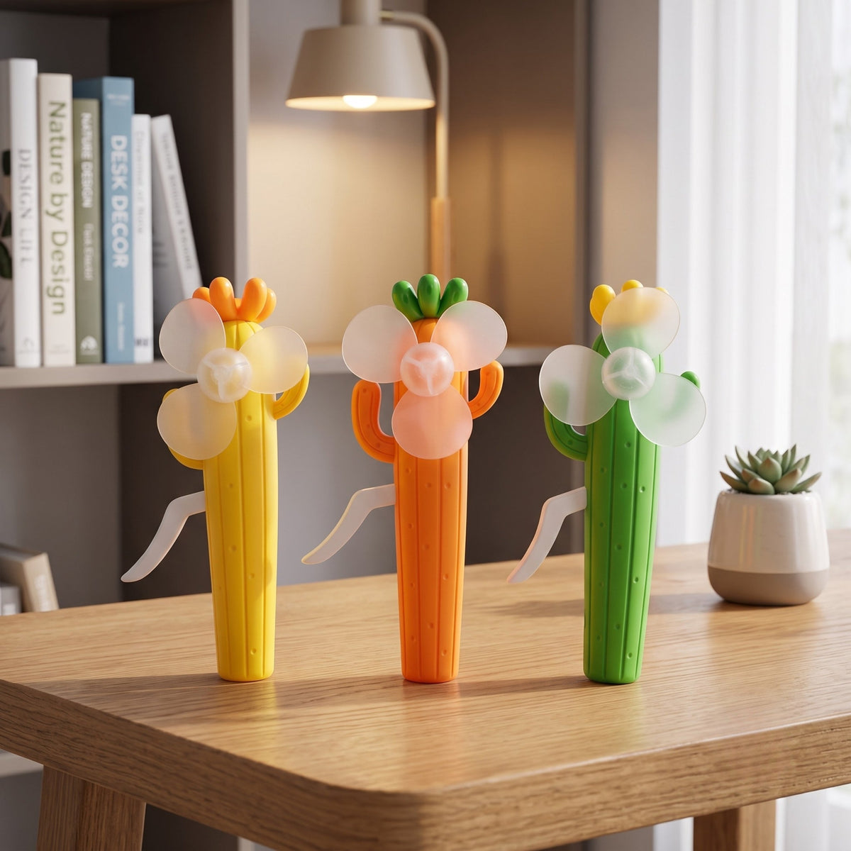 Cactus Hand Fan for Kids & Adults, Cute Burger & Fries Hand Press Fan, Portable, Lightweight Summer Toy for Trave - 21140