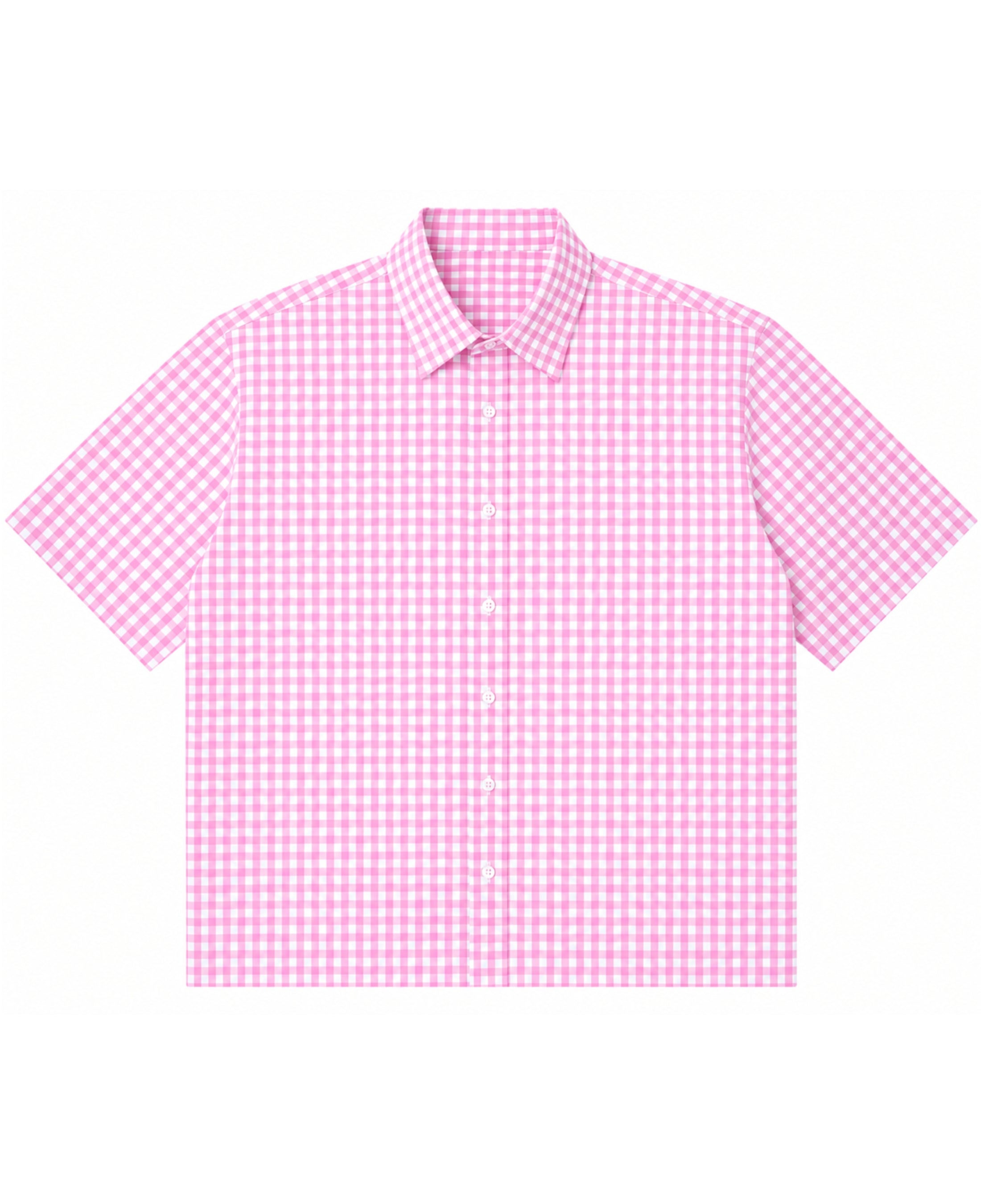 Pink Gingham Oxford Boxy Shirt Front Design
