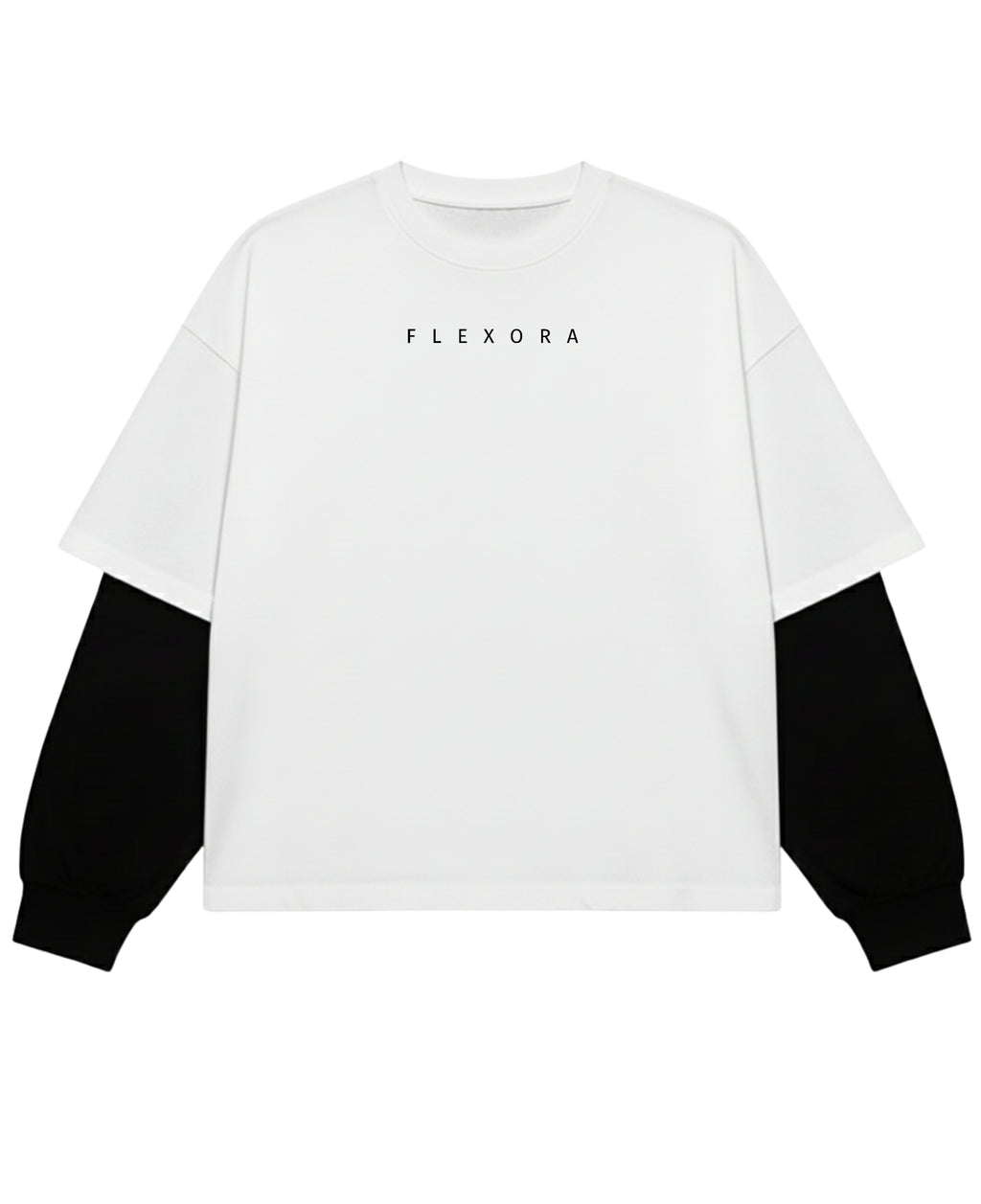 White With Black Sleeve Oversized Tee Front Design