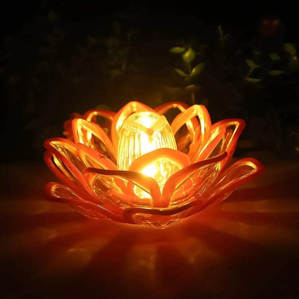 Lotus LED Tea Light Candles | Battery-Operated | Flameless & Smokeless | Multicolor Acrylic Design | Home Décor,Wedding, Festival {Red} - 11028