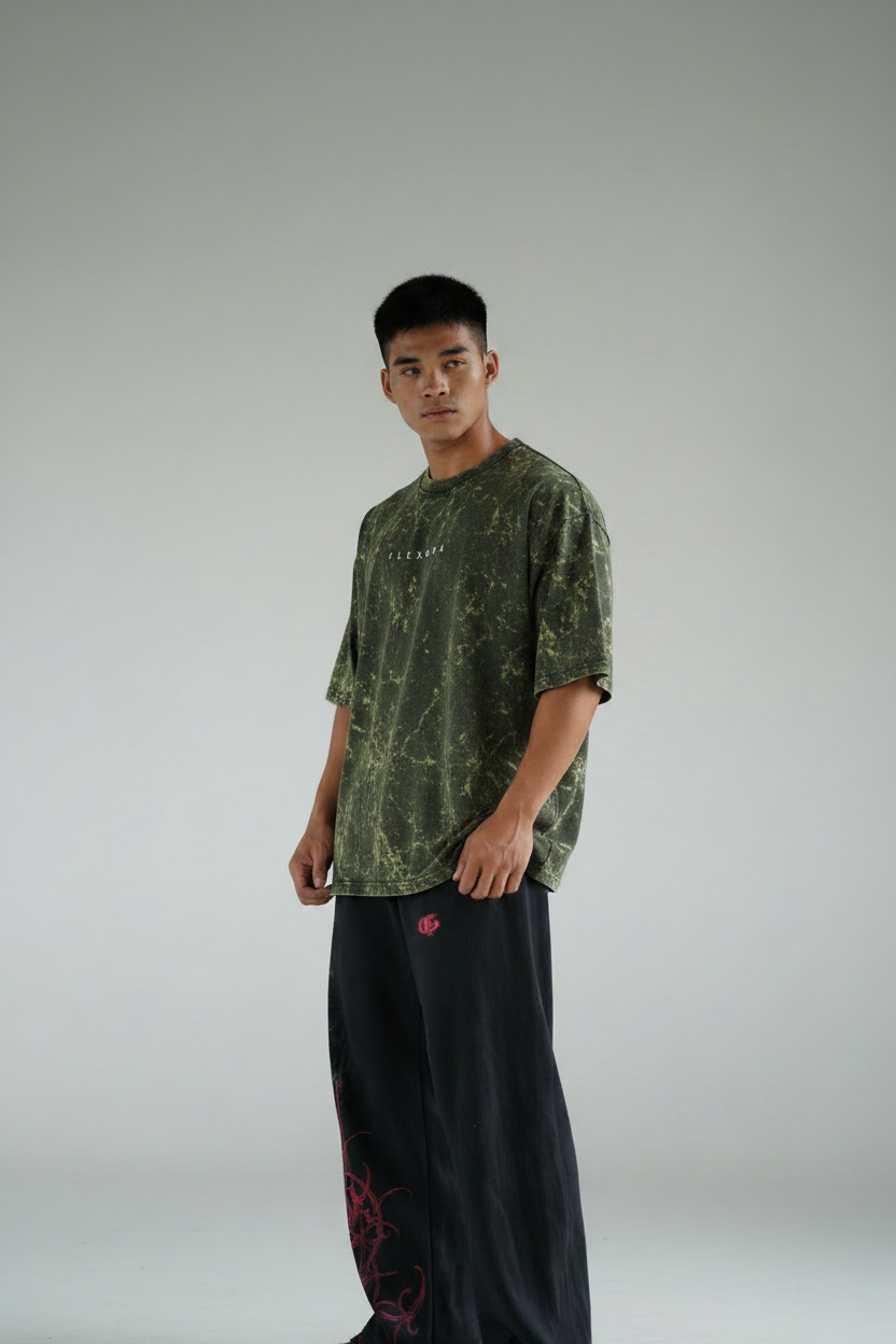 Olive Green Acid Wash Side
