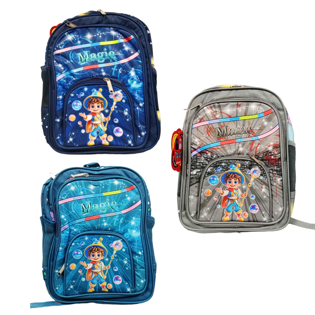 Cartoon Printed School Backpack for Girls and Boys {4 Compartment} Size=35*24*20Cm {Random Color} - 20418