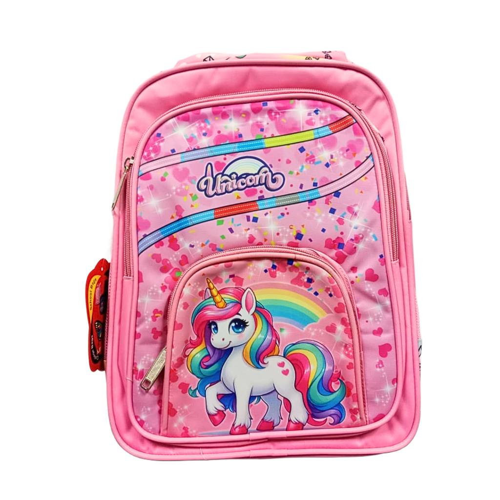 Cartoon Printed School Backpack for Girls and Boys {4 Compartment} Size=35*24*20Cm {Random Color} - 20418