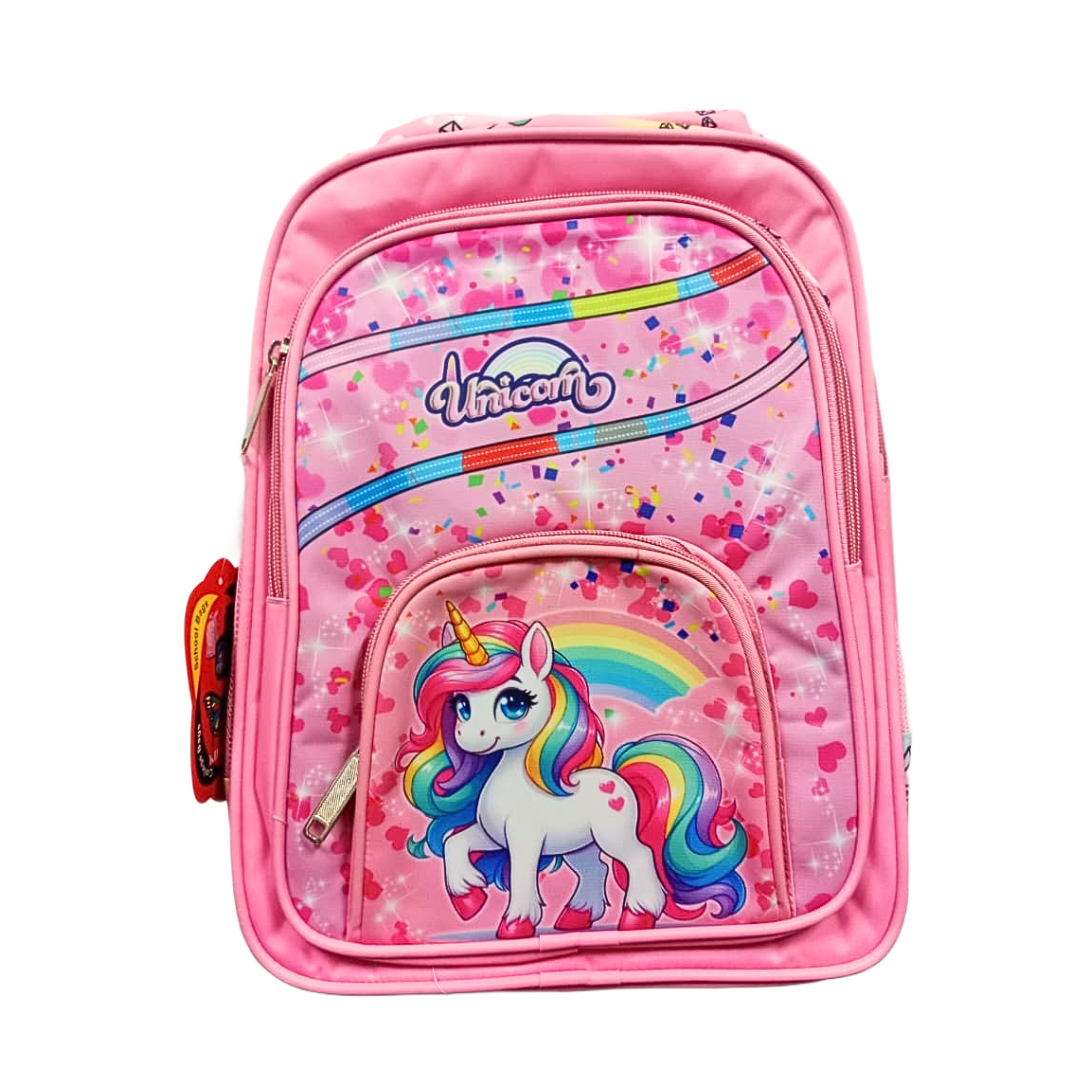Cartoon Printed School Backpack for Girls and Boys {4 Compartment} Size=35*24*20Cm {Random Color} - 20418