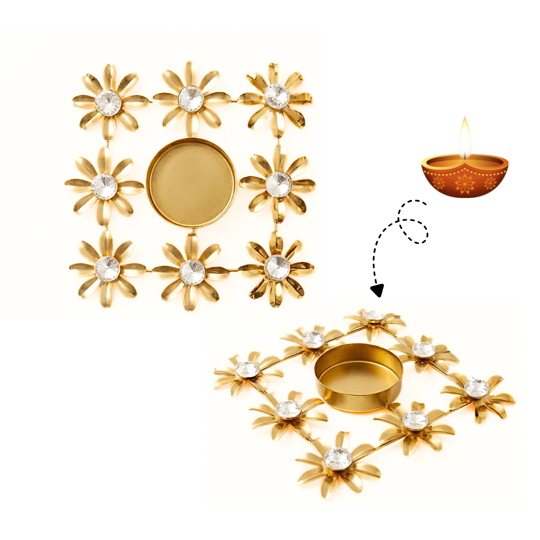 Decoration Beautiful Christmas Tea Light Holder with White Stones - 20430