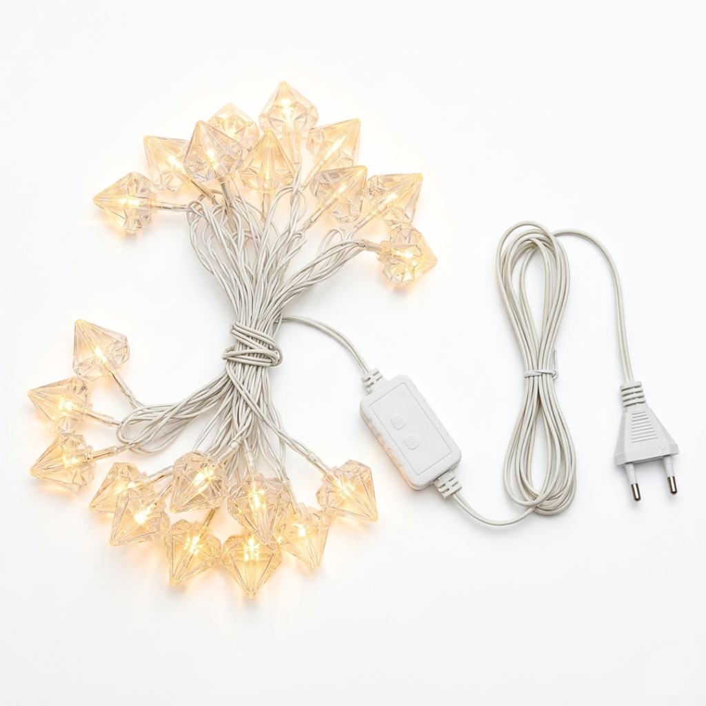 Crystal Flower LED Decorative String Light, Multicolor and Golden Color {Random Design} - 020966