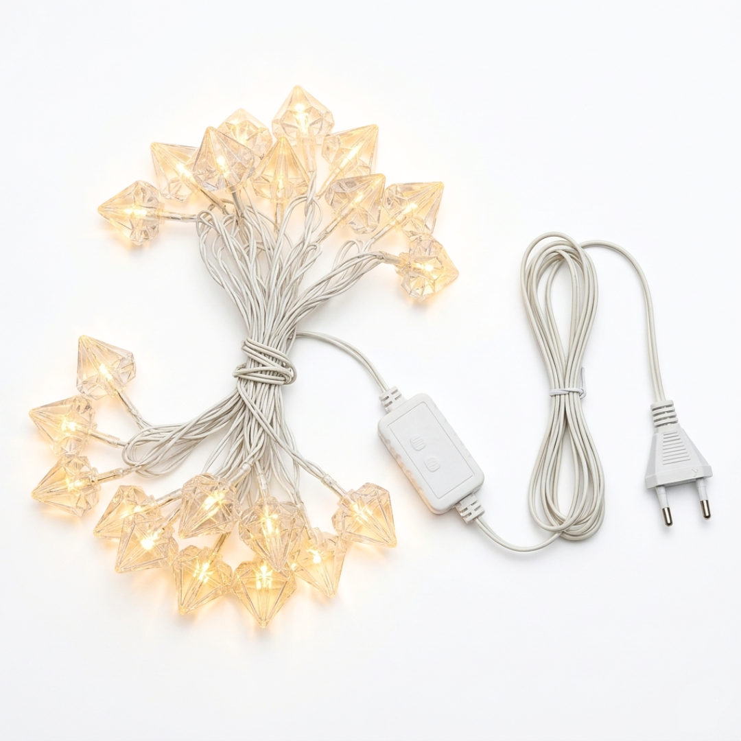 Crystal Flower LED Decorative String Light, Multicolor and Golden Color {Random Design} - 020966