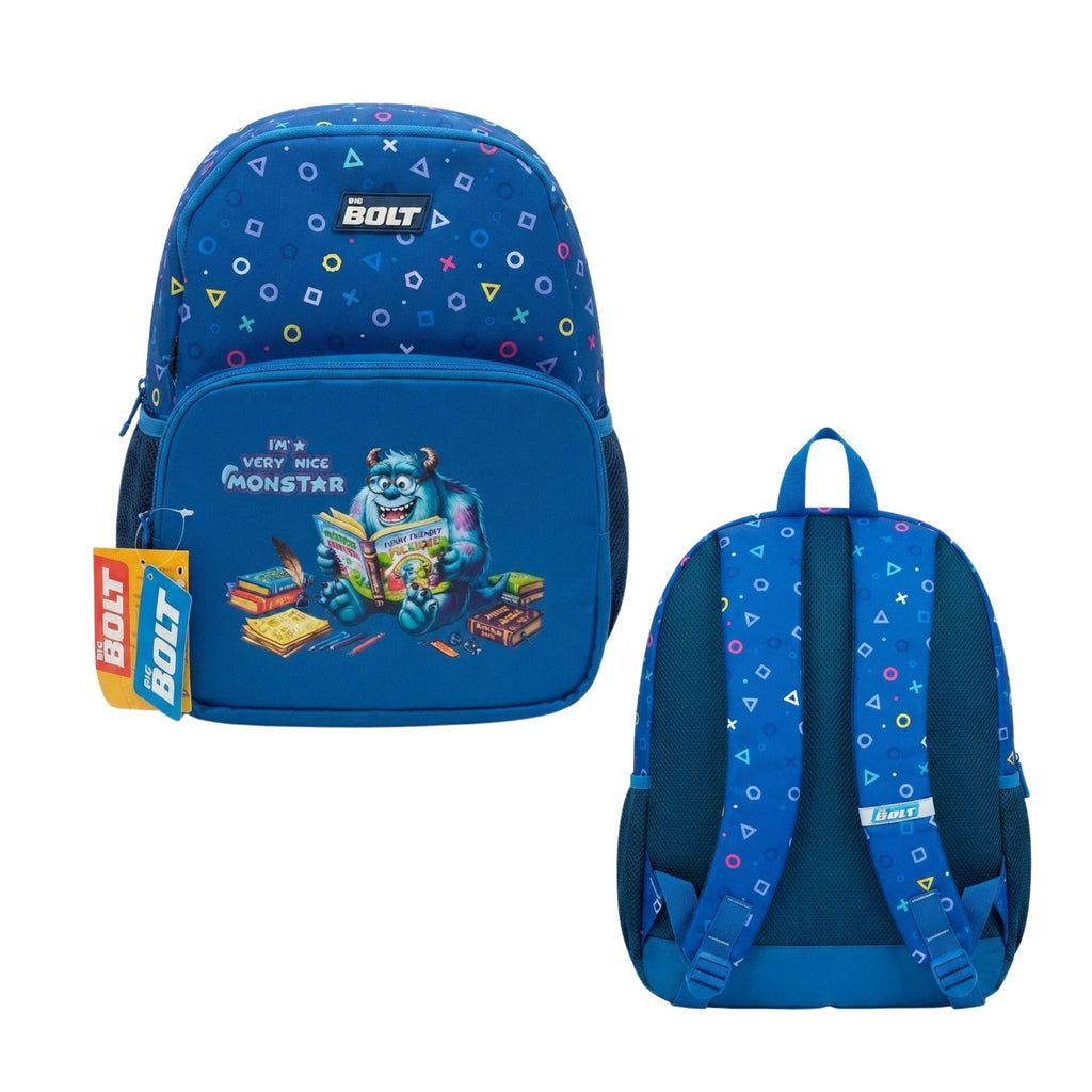 Kids School Bag Backpack with Cartoon Print | 3 Compartments School Bag for Boys & Girls Size=40*29*16 Cm {Random Design} - 20786