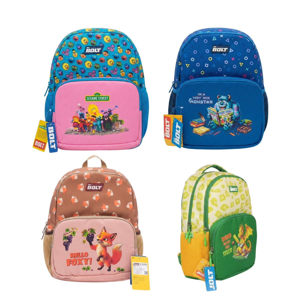 Kids School Bag Backpack with Cartoon Print | 3 Compartments School Bag for Boys & Girls Size=40*29*16 Cm {Random Design} - 20786