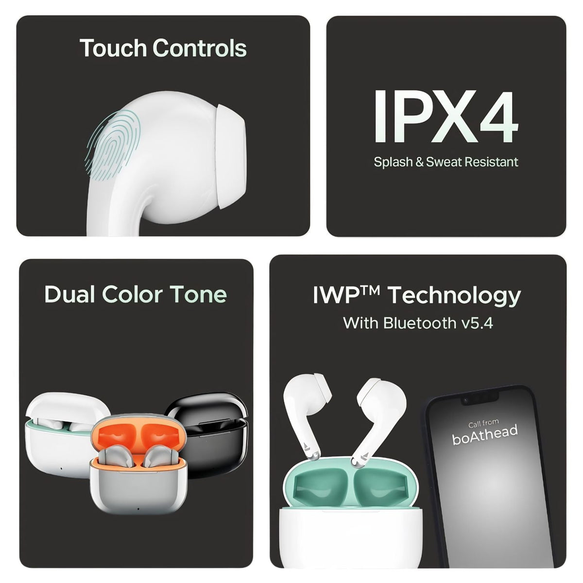 Airdopes 30H Battery, ENx Tech, ASAP Charge, Flex-Fit Ear Tips,Stream Ad Free Music via App Support, Bluetooth Earbuds - 20628