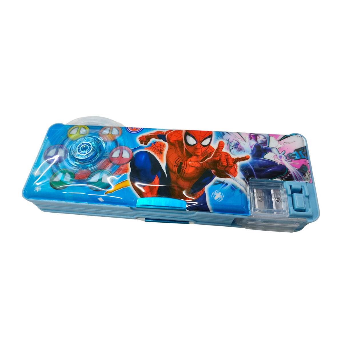 Plastic Multifunctional Lock with Spinner Pencil Box for Kids {Random Design} - 1881789