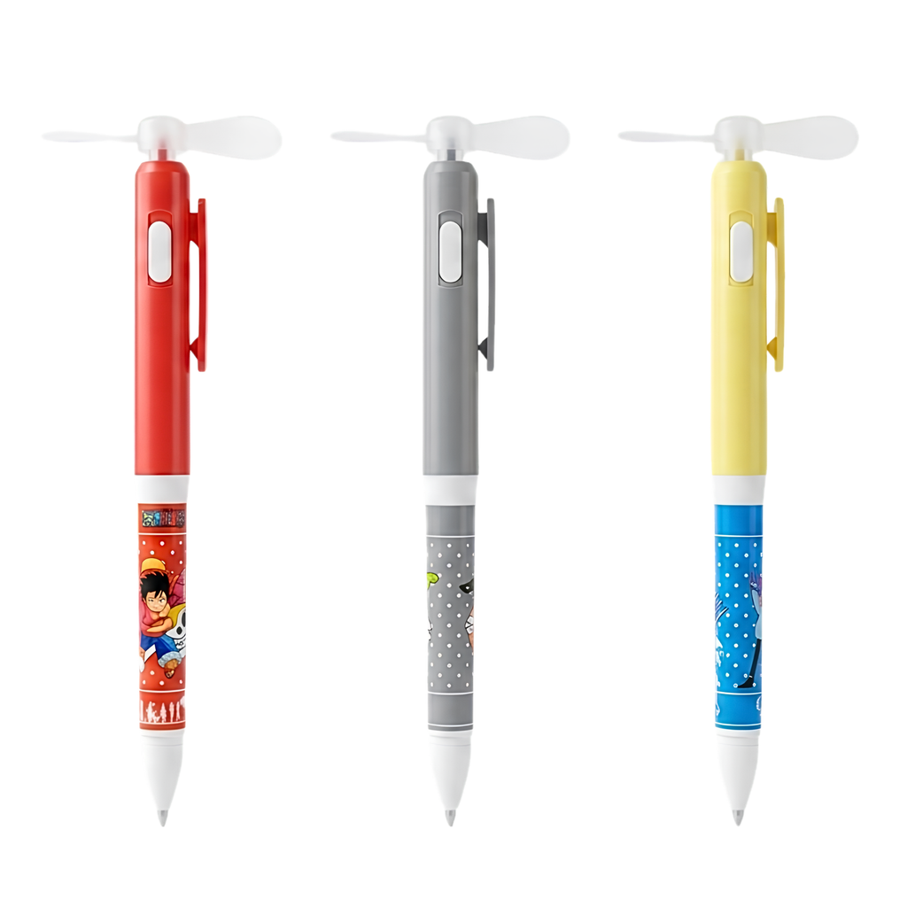 2 in 1 Creative Handheld Mini Pocket Size Fan With Smooth Writing Ballpoint Pen {Random Design} - 6690