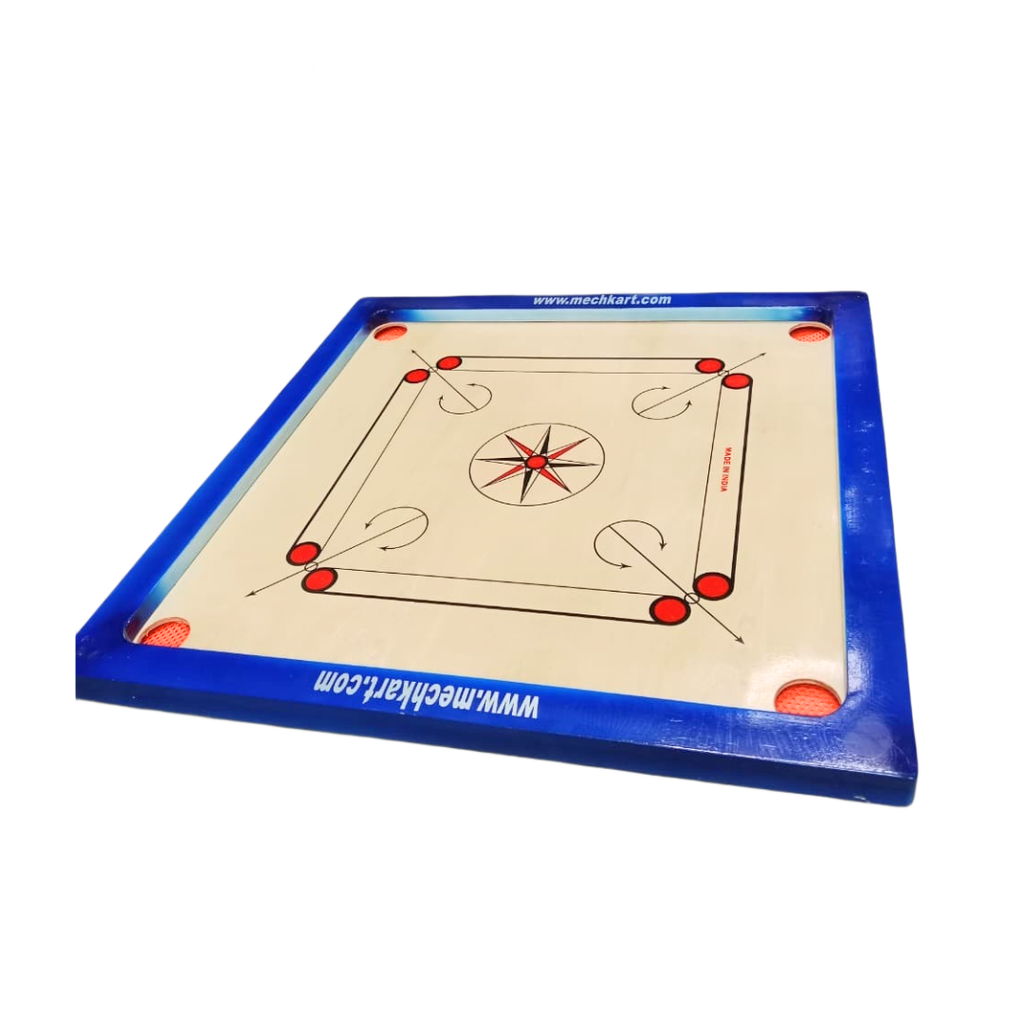 Mechkart Wooden Full Size 26"x26" Matte Finish Carom Board with Coins Striker Powder for Professionals, Adults and Kids Play Game Toy - 20454