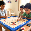 Mechkart Wooden Full Size 26"x26" Matte Finish Carom Board with Coins Striker Powder for Professionals, Adults and Kids Play Game Toy - 20454