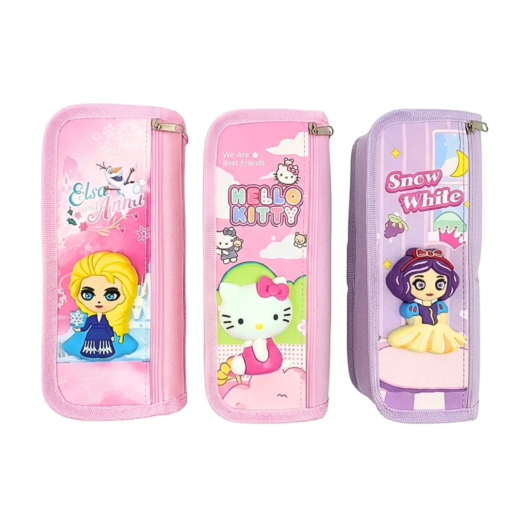 3D Elsa Pencil Pouch for Boys and Girls Pencil Case School Stationery 2 Zipper {Random Design} - 2087