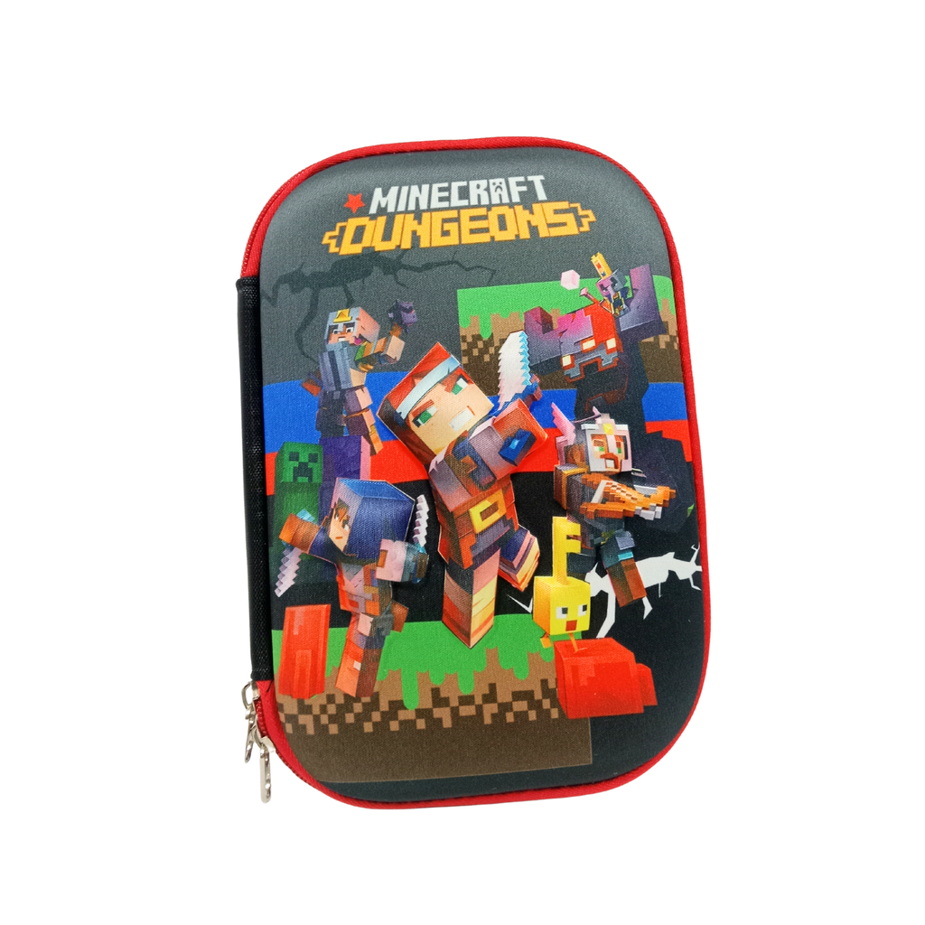 Minecraft Cartoon Pencil Box | Multi-Pocket School Pouch for Boys & Girls - 199136