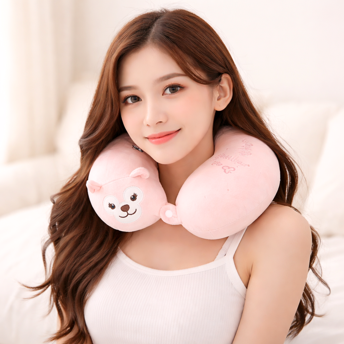 Kids Travel My Melody Neck Pillow | Soft Plush U Shaped Neck & Head Support Girls Cushion for Car Flight & Train - 188803