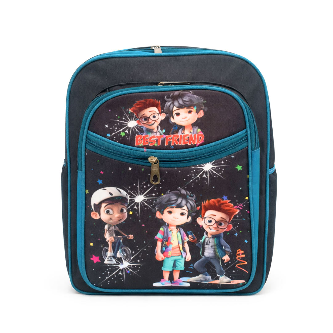School Bag for Boy & Girl & Cartoon Printed 4 Compartment {Random Design} - 10610