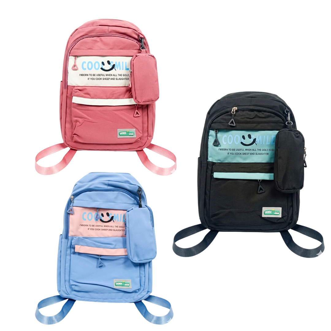 College Bag for Girls & Women | Lightweight Resistant College School Bag | Travel Daypack with Front Pocket & Side Compartments {Random color} 43*27*15 Cm - 20458